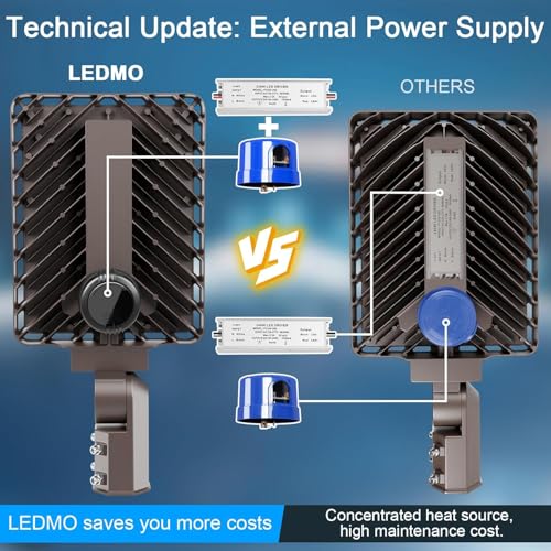 LED Parking Lot Lights with Detachable Power Driver & Photocell (240W/Pole Mount/4 Pack)