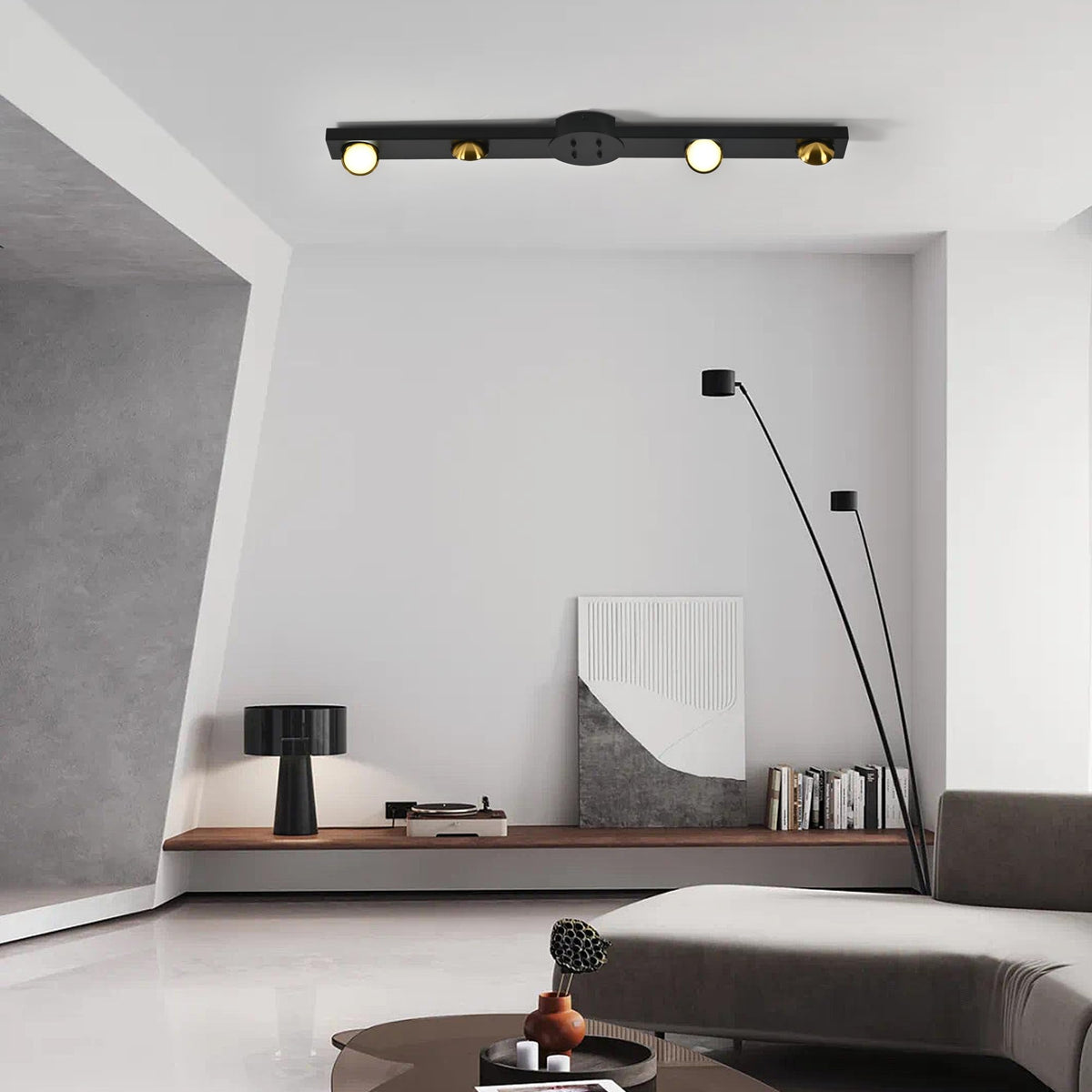 32 Inch Modern Dimmable Track Lighting with Remote (Black)