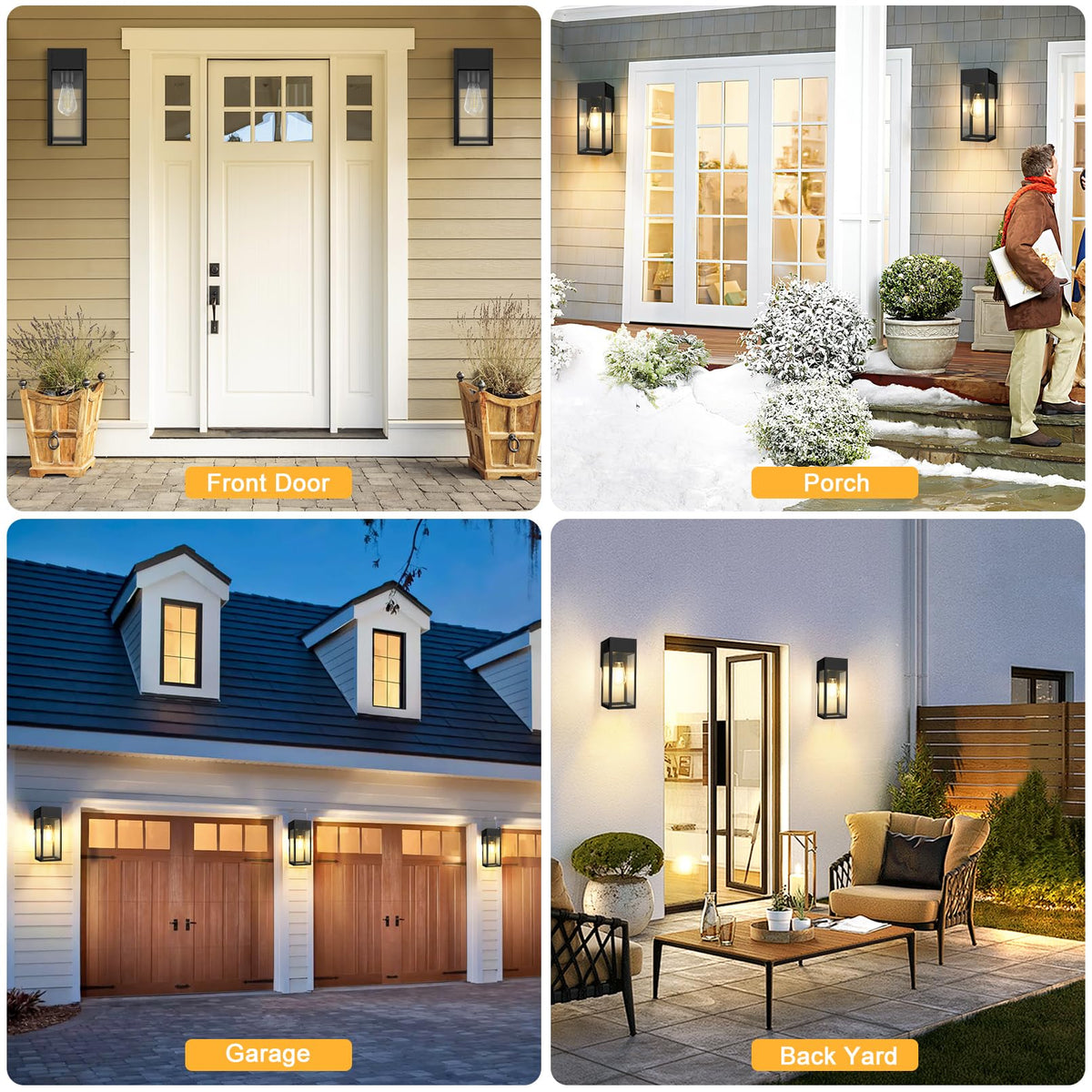 Porch Lights with GFCI Outlet (Black 1-Pack (With Outlet) / No Sensor, Standard)