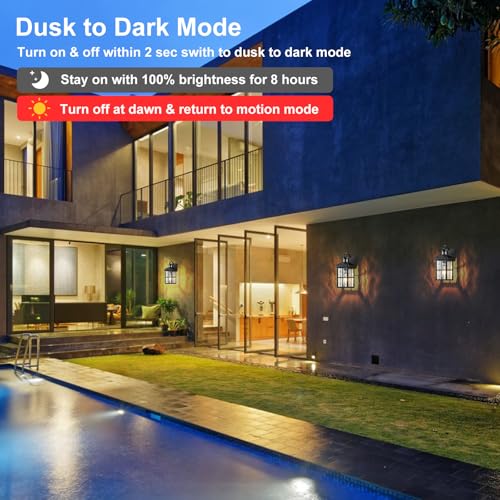 Motion Sensor Porch Light Dusk to Dawn Outdoor Wall Light (Black)