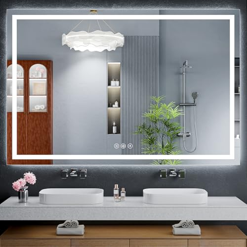 60"x40" LED Bathroom Mirror with Lights (Frontlit & Backlit / 60"L x 40"W)