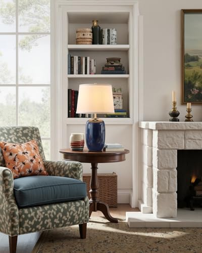 22 Inch Blue Ceramic Table Lamps Set of 2 (H22" Blue Ceramic + White Shade (2 Pack) / H22 × ∅12.2 inch)