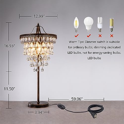 3 Lights Crystal Table Lamp for Living Room