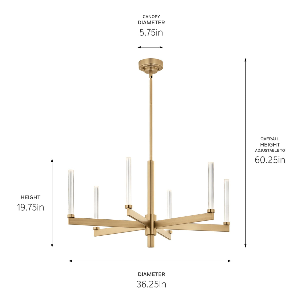 Sycara 6 Light LED Chandelier (36" (6 Light) / Champagne Bronze)