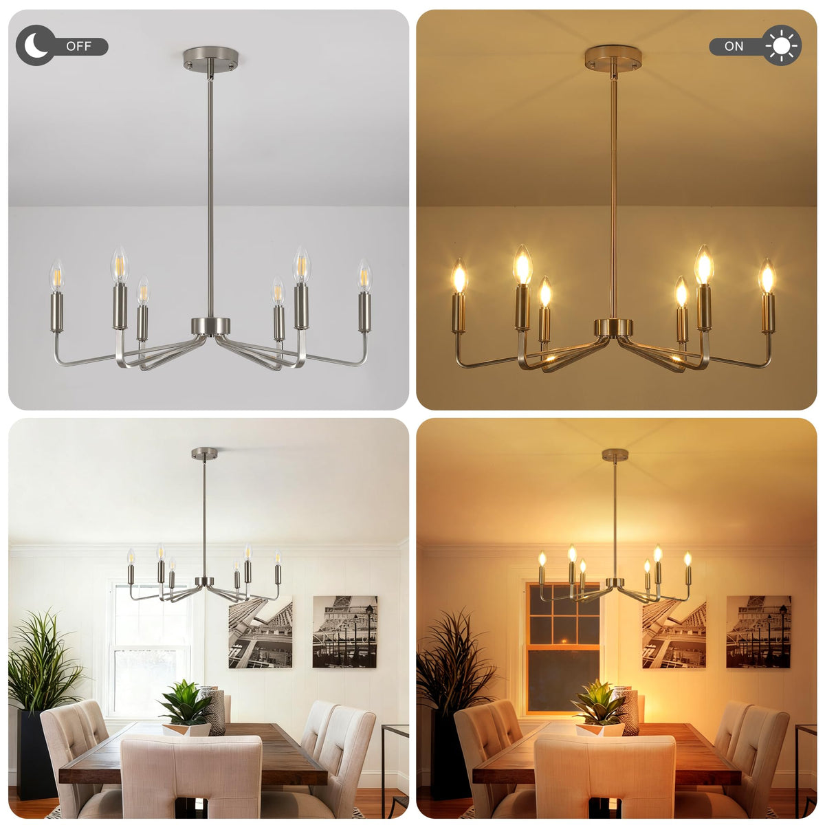 6 Light Brushed Nickel Chandeliers for Dining Room (Nickle / 6-Light)
