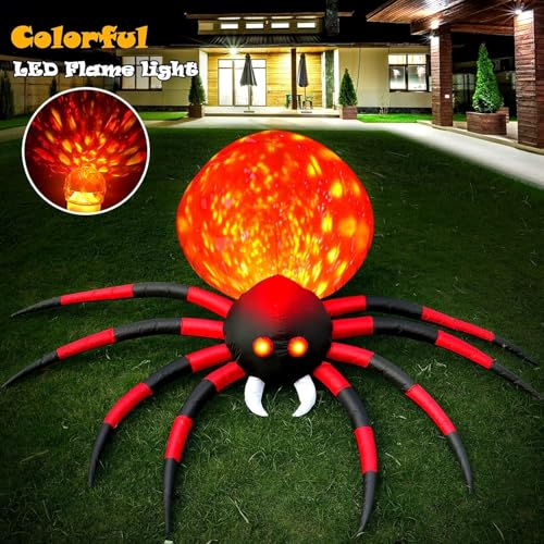 8 FT Halloween Inflatable Spider Outdoor Yard Decor with LED Rotating Flame (8FT Spider)