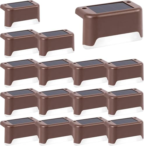 Solar Deck Lights Outdoor (Cool White / 16)