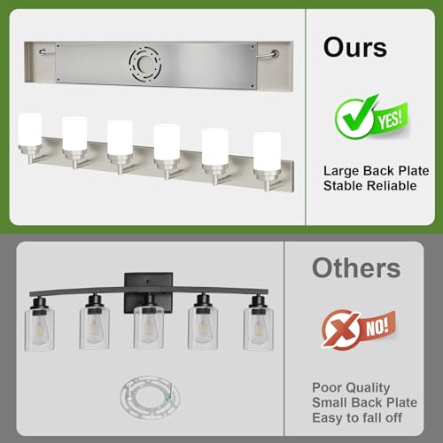Bathroom Light Fixtures (Nickel-White Shade / 6-Light)
