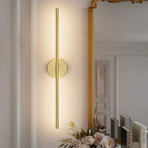 28In Gold Bathroom Vanity Light Fixtures Over Mirror Hardwired ED 360° Rotatable Modern Bathroom Sconces 3000K Warm Light (Gold / 28Inch)
