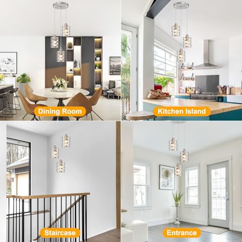 Brushed Nickel 3 Lights Cluster Pendant Light for Kitchen Island (Brushed Nickel Clear Glass / 3 Light)