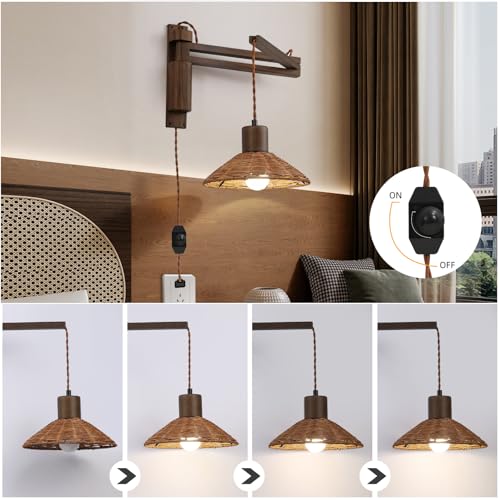 Plug in Wall Lamp (Brown Wood)