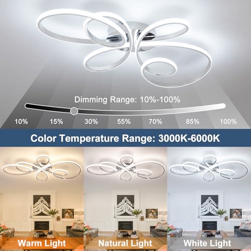 66W Modern LED Ceiling Light (Chrome,39.37Inch)