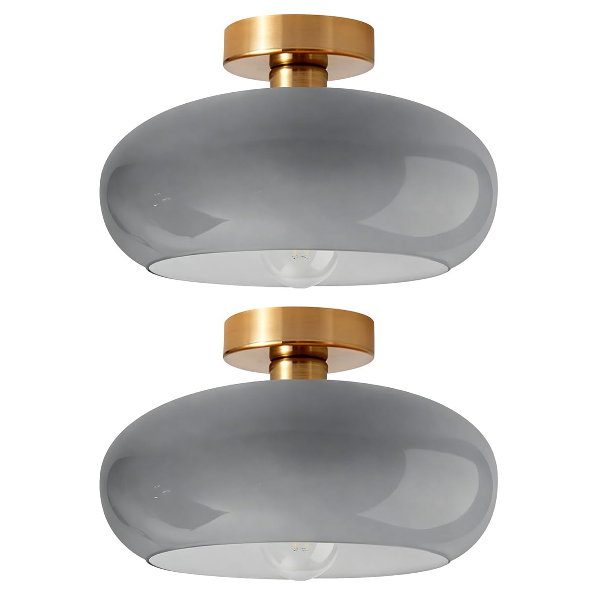 Glass Gray Ceiling Lights Mid Century Flush Mount Light Fixtures (Gray-2)