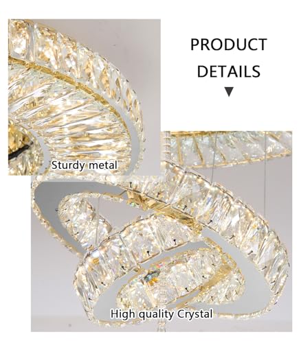 Modern Chandelier for Living Room Large Light Indoor LED Dimmable Lights High Ceiling Chandeliers for Dining Room Foyer Entryway Silver 80W LEDs Fixtures 6400 Lumens (Silver / W40")