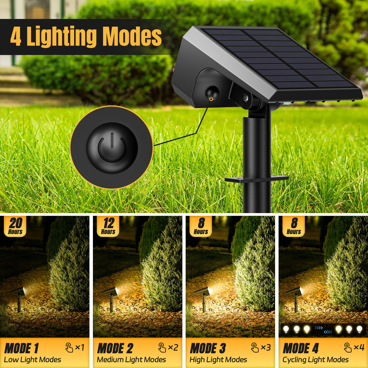 Solar Spot Lights Outdoor Waterproof (Warm White / 4 pack)