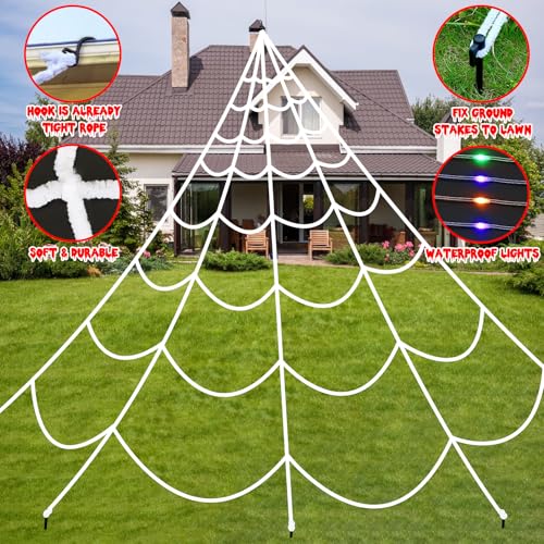 Halloween Decorations Outdoor Spider Webs (Purple, Orange, Green, Multicolor)