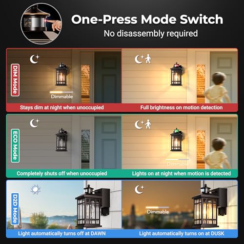 Outside Wall Lighting for House with GFCI Outlet (ORB / Motion Sensor 1-Pack)