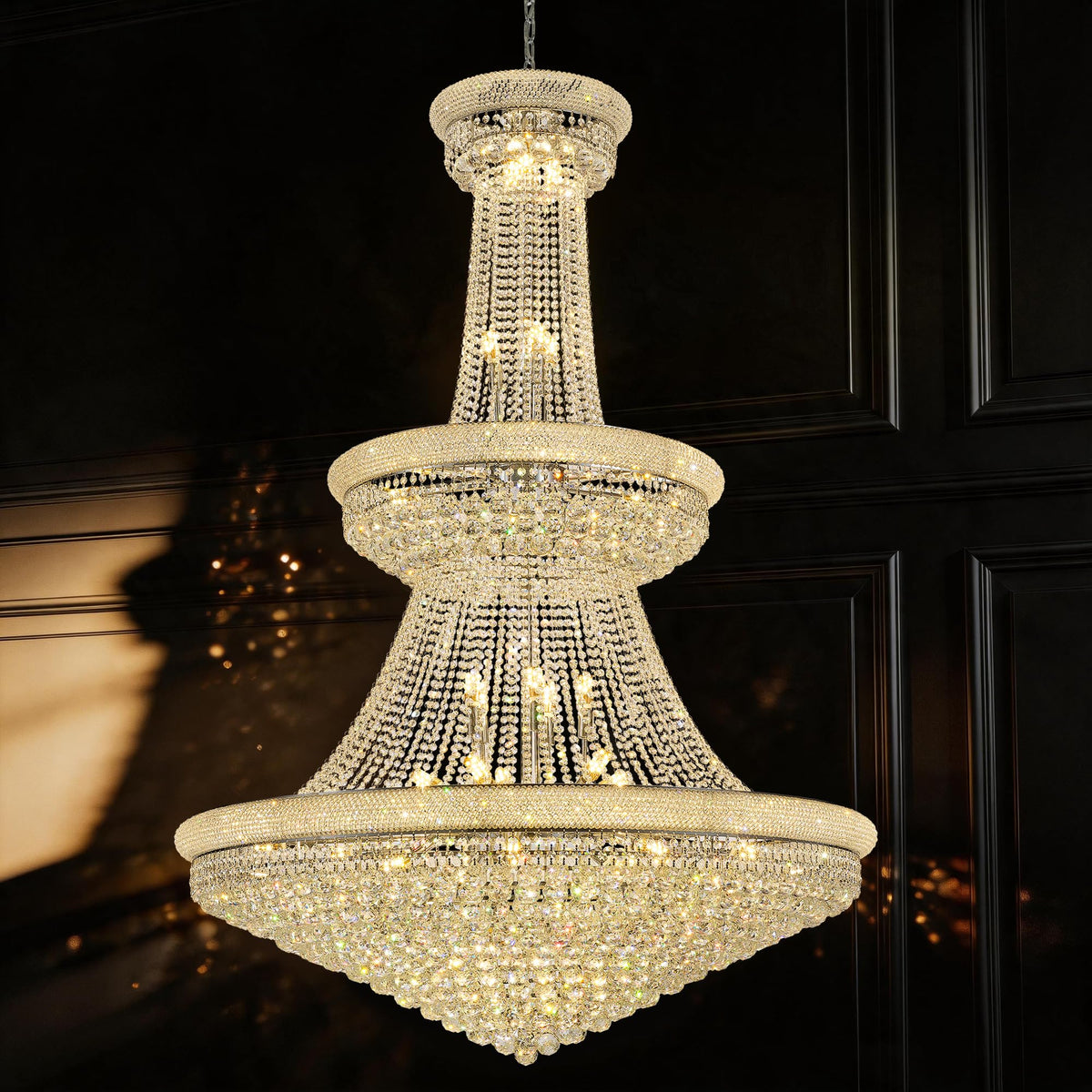 42 Lights Large Crystal Chandelier 48 (48"(Silver))