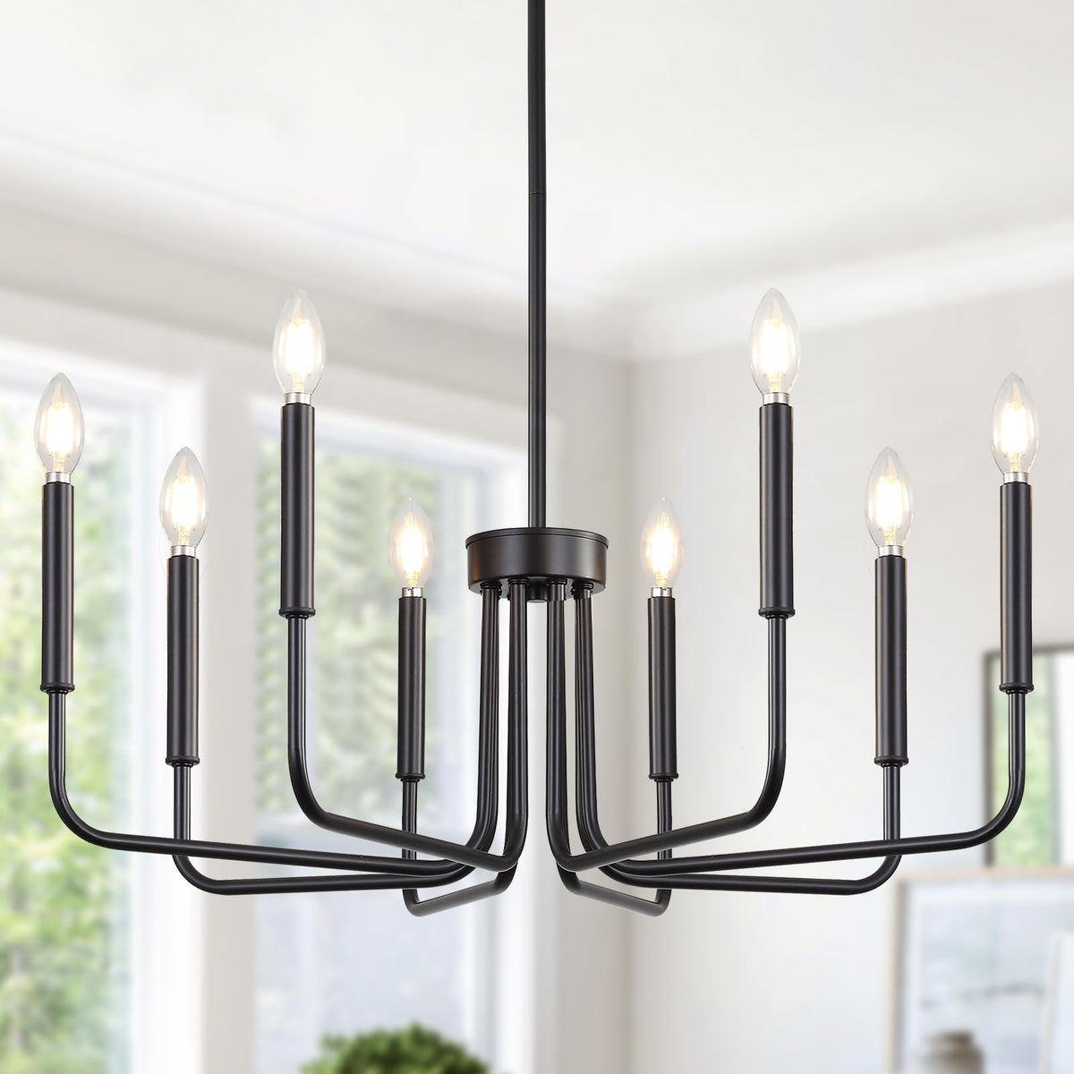 8 Light Black Chandelier (Matte Black / 8-Light)