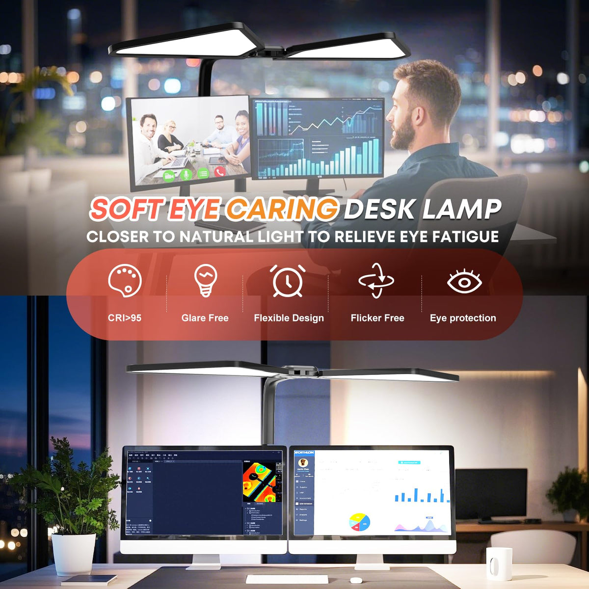 Ultra Large Gooseneck Desk Lamp with Clamp (Triangular Desk Lamp)