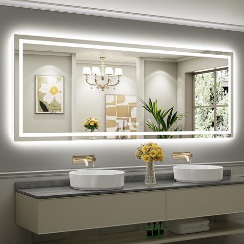 96x36 Inch LED Bathroom Mirror with Lights (Backlit+front Lit / 96"L x 36"W)