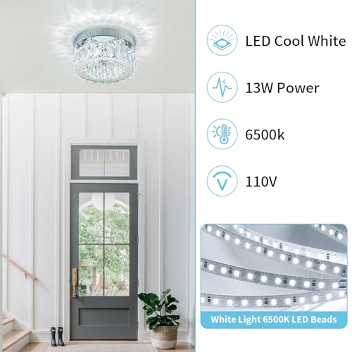 7.8” Crystal Ceiling Light Fixture (7.8in-Round-Cool White)