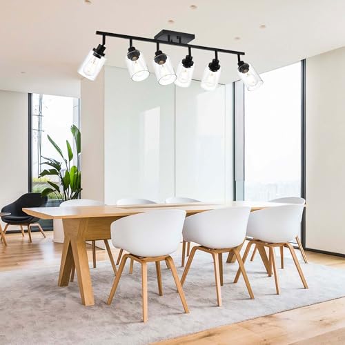 6 Light Track Lighting Kit Black Track Lighting Fixtures Bathroom Wall Sconces Ceiling Mount Kitchen Tracking Lights (Black / 6-Light)