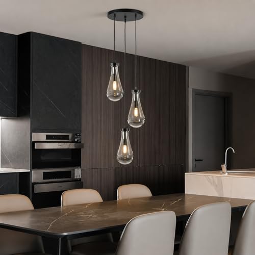 Raindrop Pendant Light Fixtures of 3 Lights (Black / 3 Head)