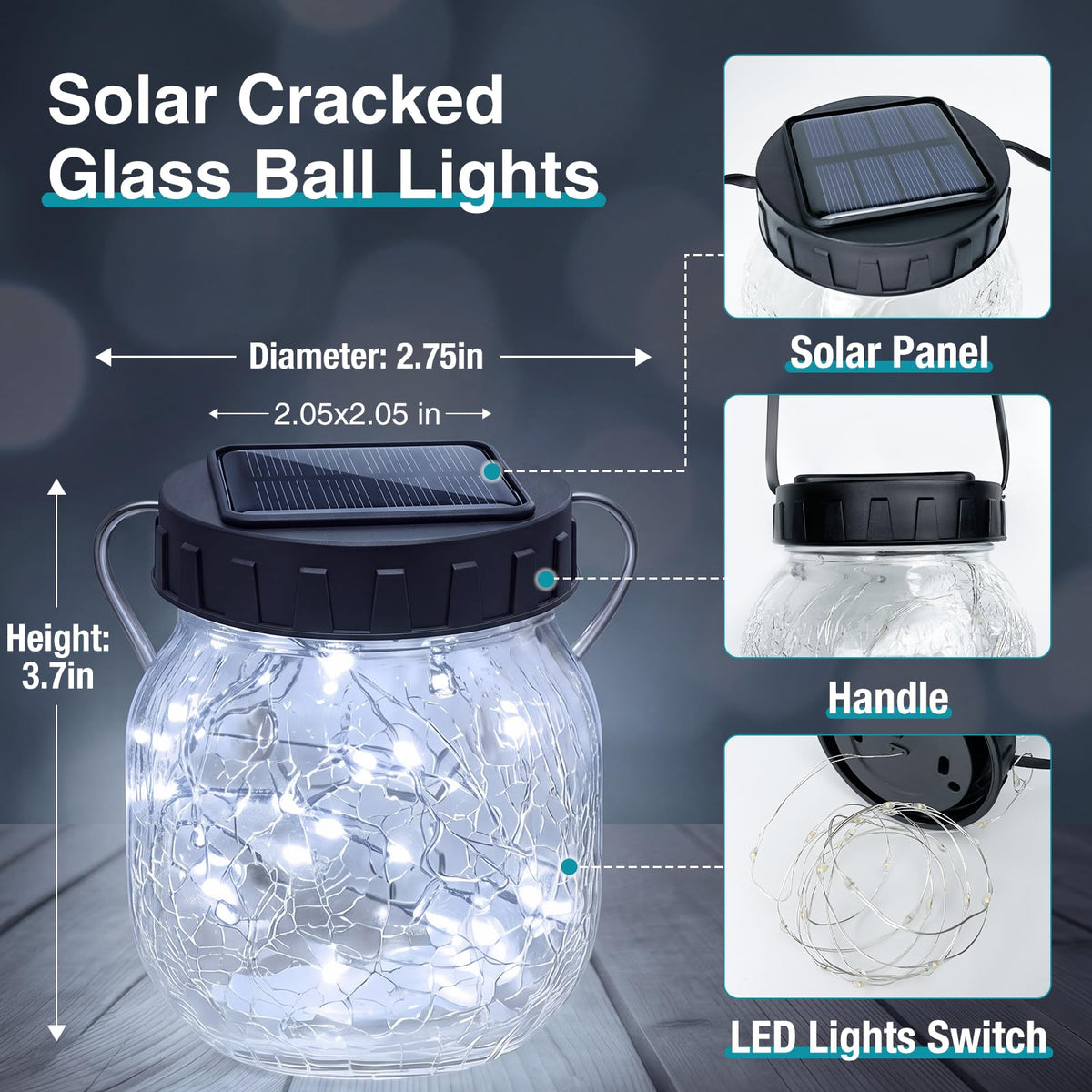 Solar Lanterns Outdoor Waterproof 4 Pack (Cold White / 4 Pack)