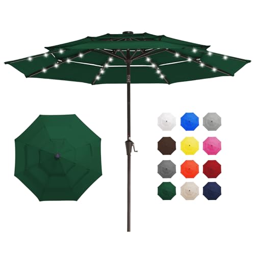 9 ft 3 Tier Outdoor LED Lighted Patio Umbrella w