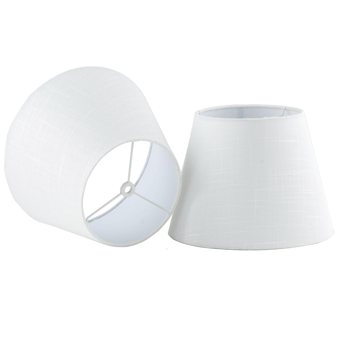 Set of 2 Pre assembled Small White Spider Fitter Lamp Shades for tablelamp (White)