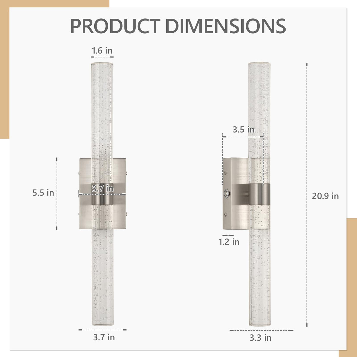 Battery Operated Wall Sconces Set of 2 (Nickel / 20.9 Inch)