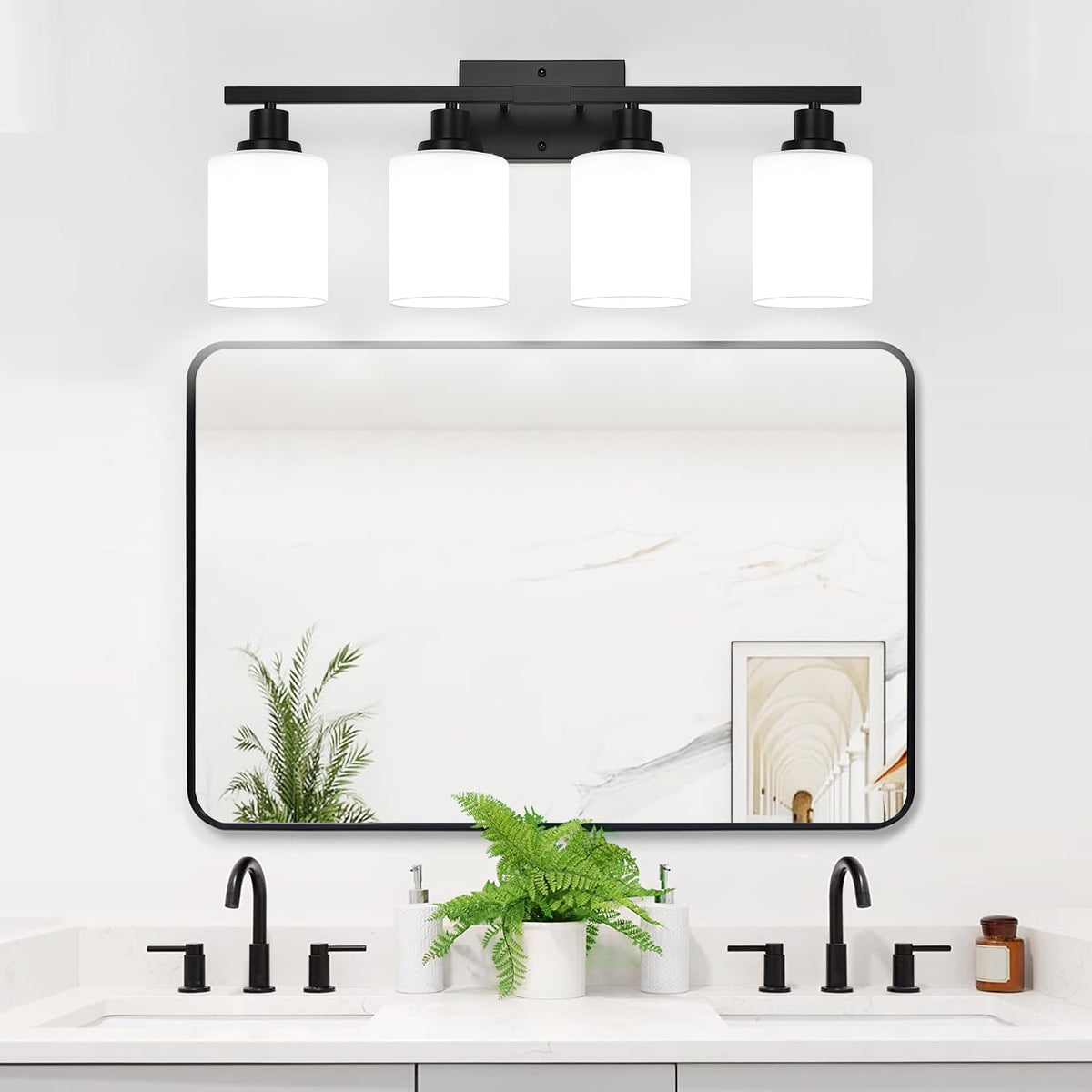 4 Light Bathroom Light Fixtures (Matte Black / 4-Light)