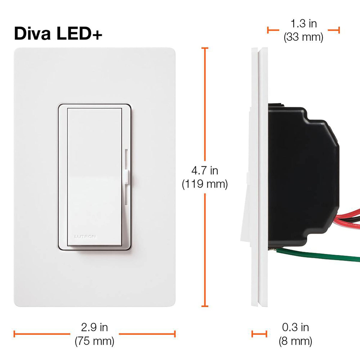 Diva LED+ Dimmer Switch (Gray / 1 Pack / Diva Dimmer)