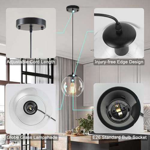 Globe Pendant Light (Black / 4.7 Inch)