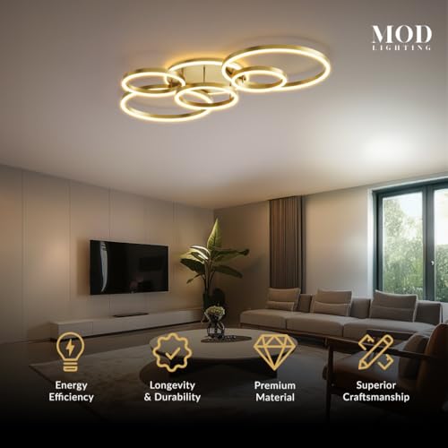 Chloe Flush Mount Ceiling Light (Metallic Gold / 6 Circles / Warm White)