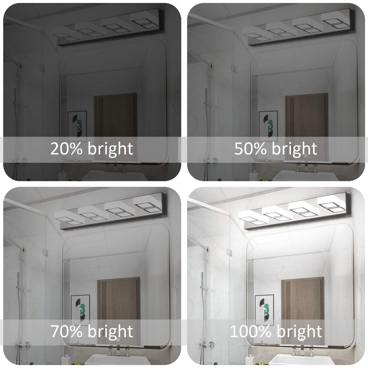 Dimmable Bathroom Lights Modern 4 Lights Vanity Lights Fixtures Acrylic Rotable 360° LED Modern Vanity Lighting for Bathroom (Chrome-Dimmable / 26 inch)
