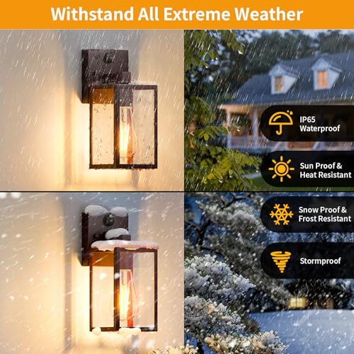 2 Pack Motion Sensor Outdoor Light Fixtures Wall Mount (10.24'' / Oil-Rubbed Bronze)