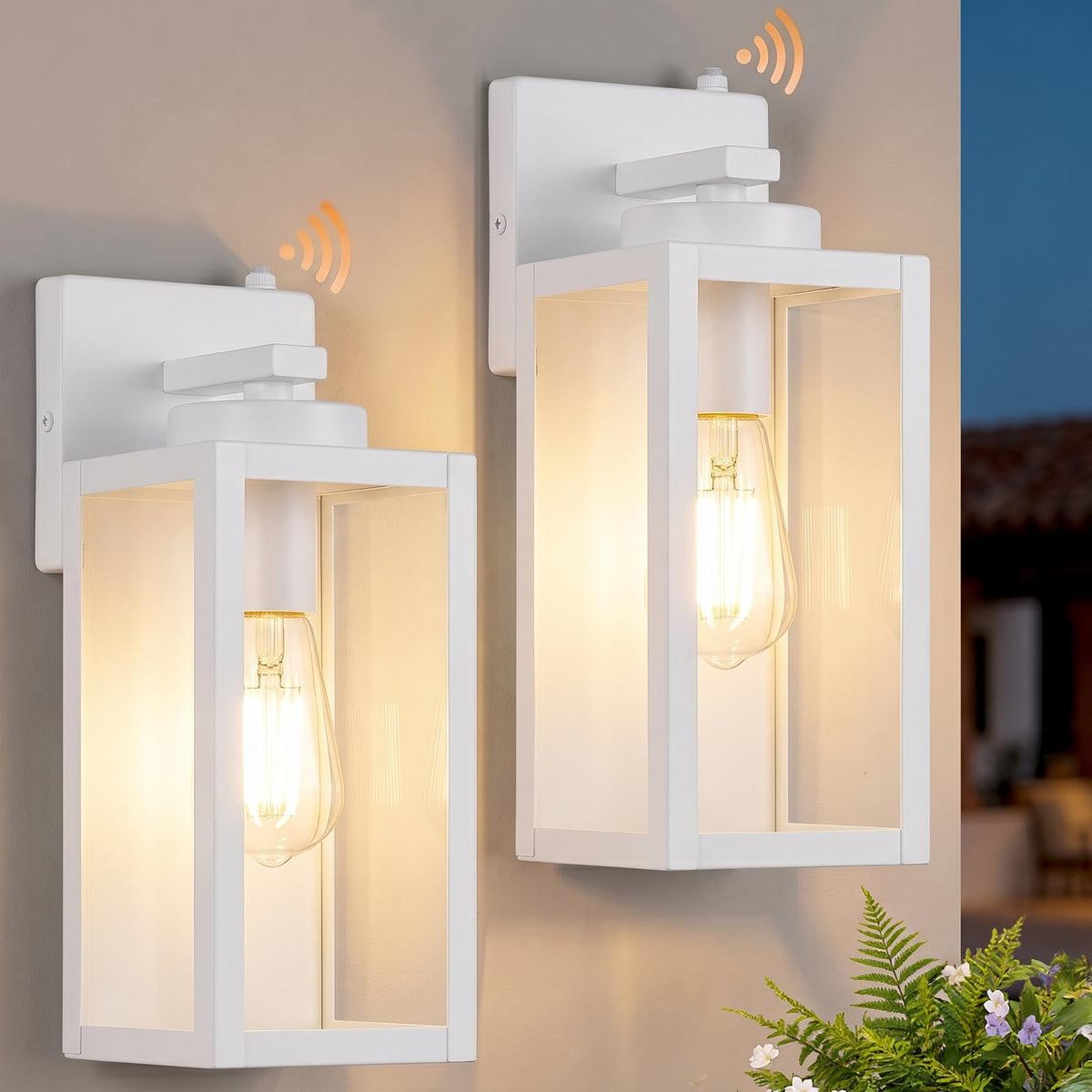 Upgraded Dusk to Dawn Outdoor Wall Lights (White(Dusk to Dawn Sensor) / 12.8 inch)