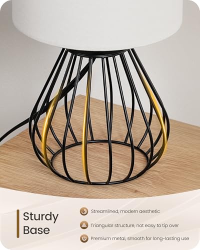 Small Table Lamp for Bedroom (White + Black)