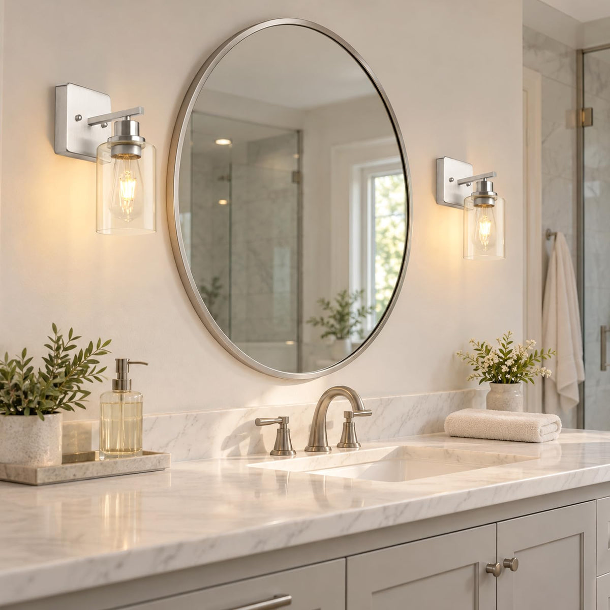 Wall Sconces Set of Two (Brushed Nickel 2ps / 1 Light)