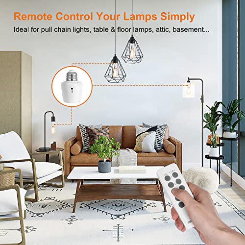 White Remote Control Light Socket (5 Sockets+2 Remotes)