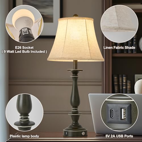 28.5'' Farmhouse Table Lamp Set of 2 (Taupe with Rubbed Edge / 28.5'')