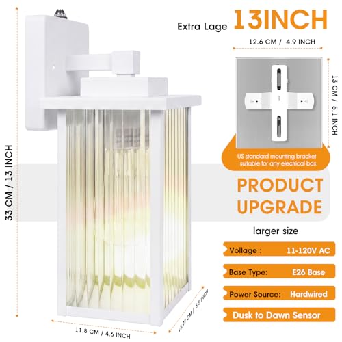 13" White Dusk to Dawn Outdoor Light (White / 13''-1 Pack)