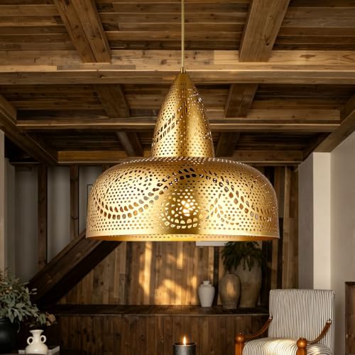 Vintage Pendant Light Fixture Metal Iron Moroccan Chandelier Hanging Lamp Kitchen Island Retro Ceiling Pendant lamp Loft Hollow Design Adjustable Cord Pnedant Lighting