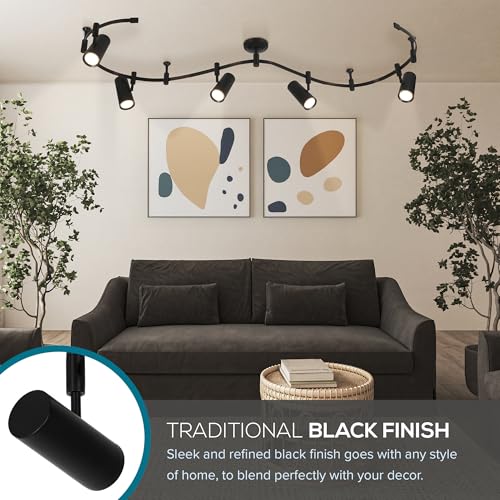 Ellipse Track Ceiling Light with 5 Adjustable LED Heads (Black)