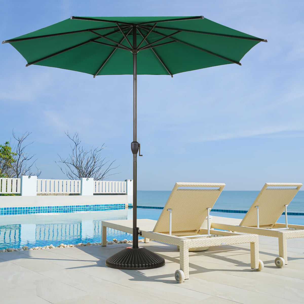 11FT Lyon Outdoor Patio Umbrella Outdoor Table Umbrella with Push Button Tilt and Crank Market Umbrella 8 Sturdy Ribs UV Protection Waterproof for Garden Deck Backyard Pool Dark Green (11 FT(8 Ribs) / Dark Green)