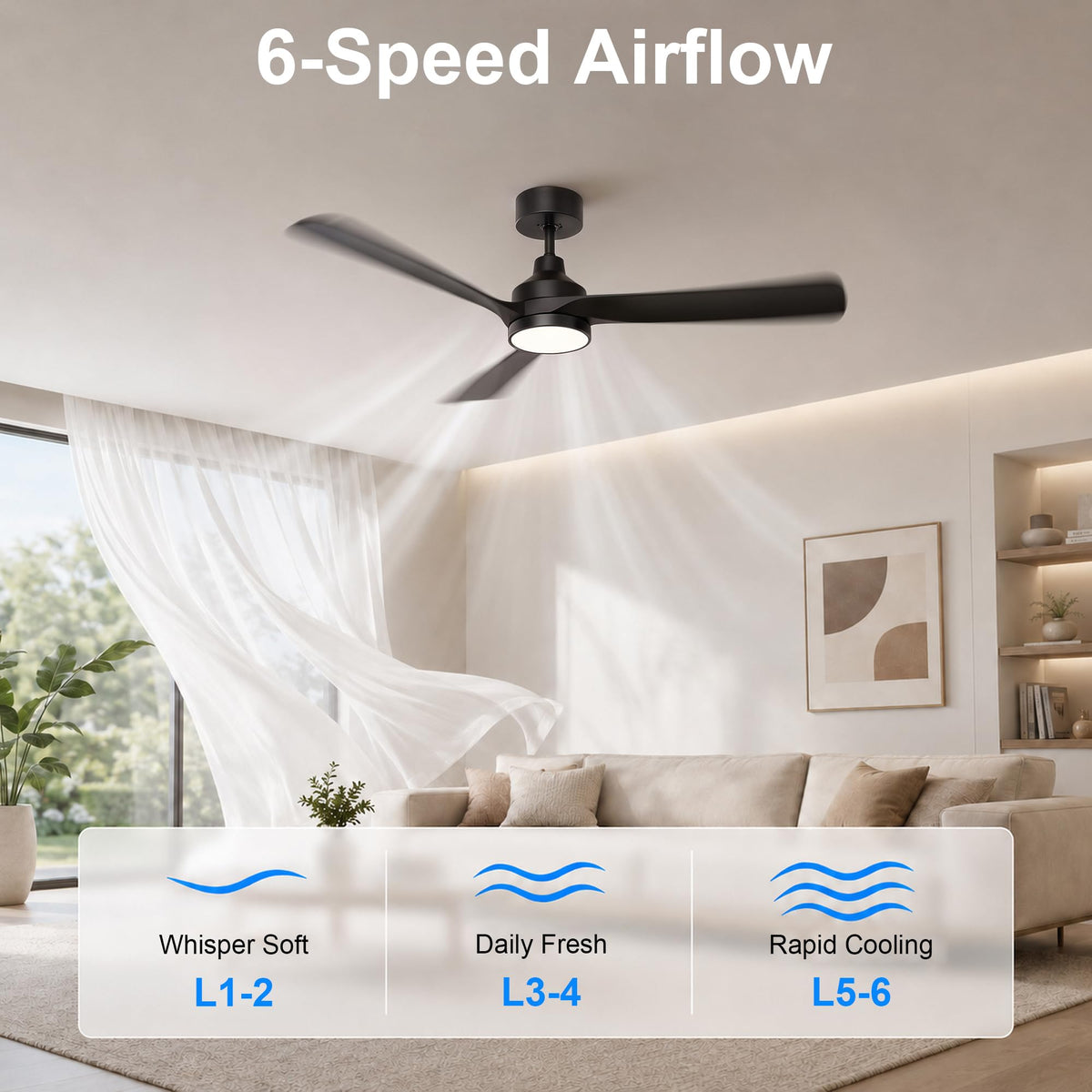 52 Inch Ceiling Fan with Lights (black / 52 Inch)