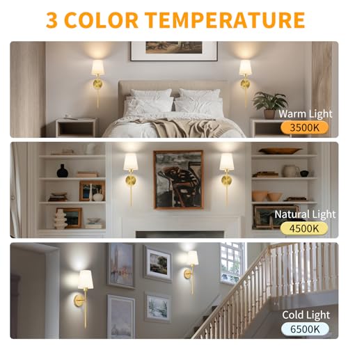 Battery Operated Wall Sconces Set of 2 (A5-Gold*2)