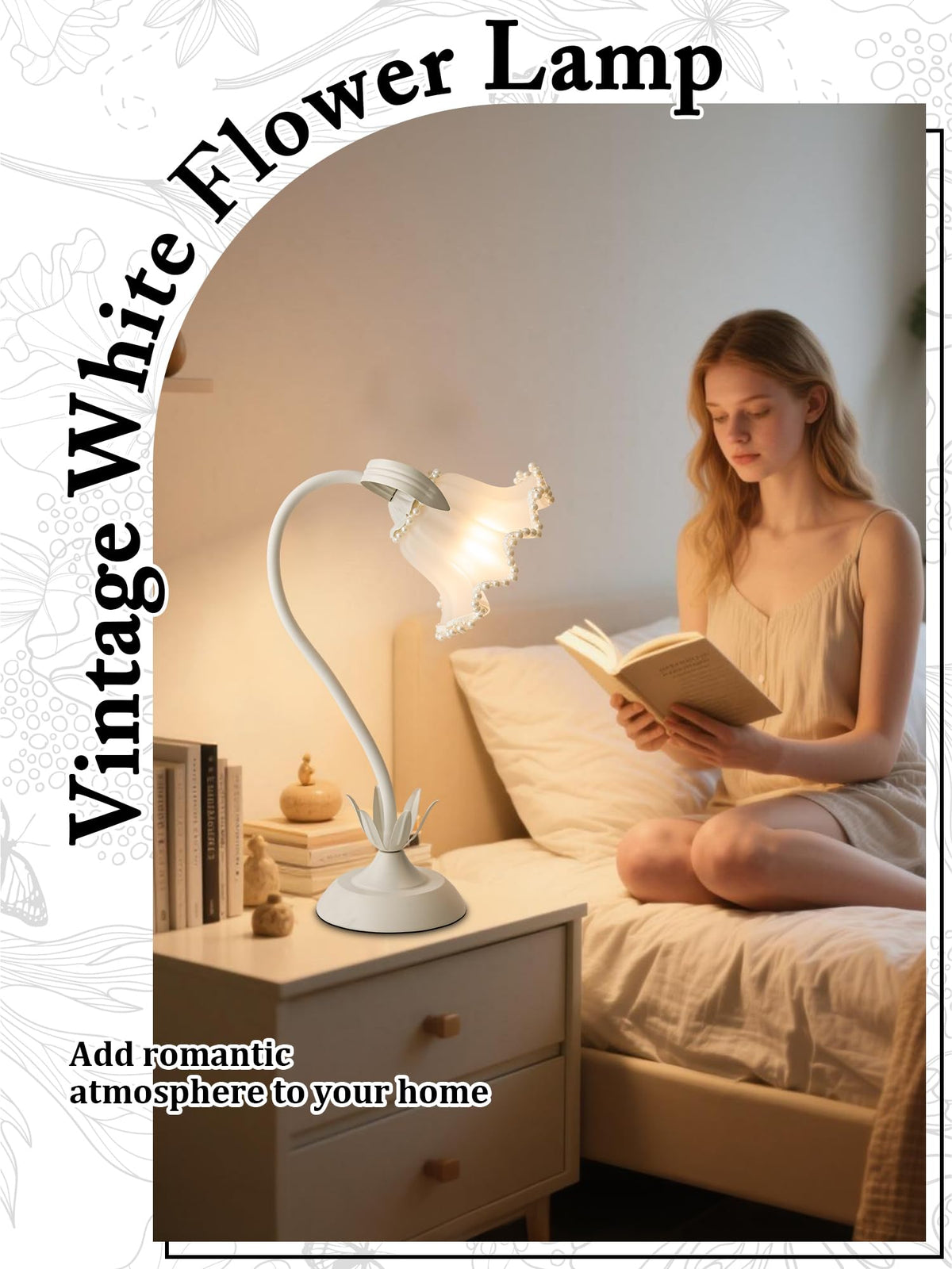 Flower Table Lamp (White Pearls)